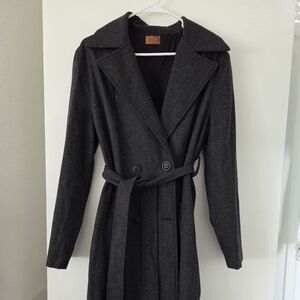 Stylish Dark Gray Long Trench Coat
